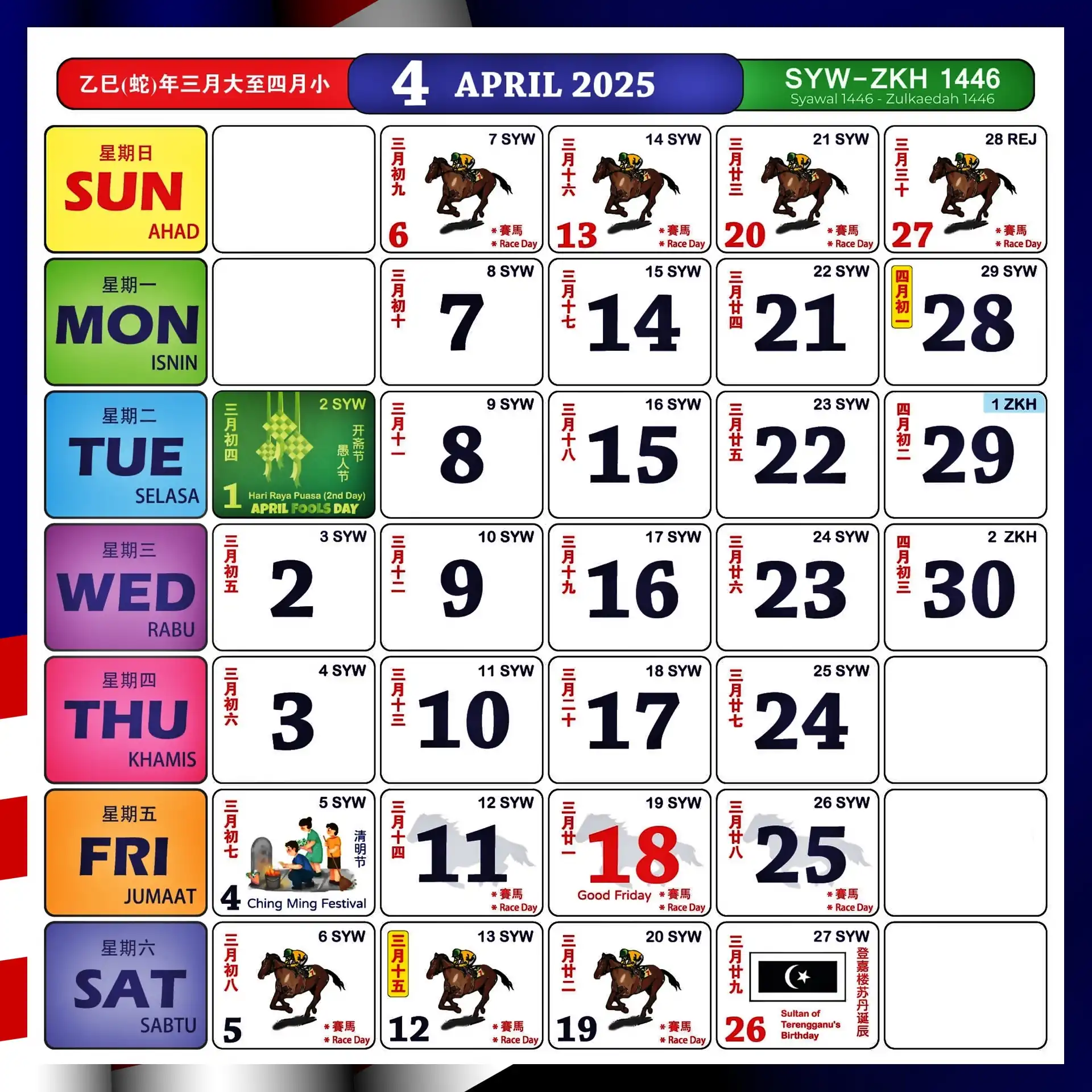 kalendar kuda 2025 april