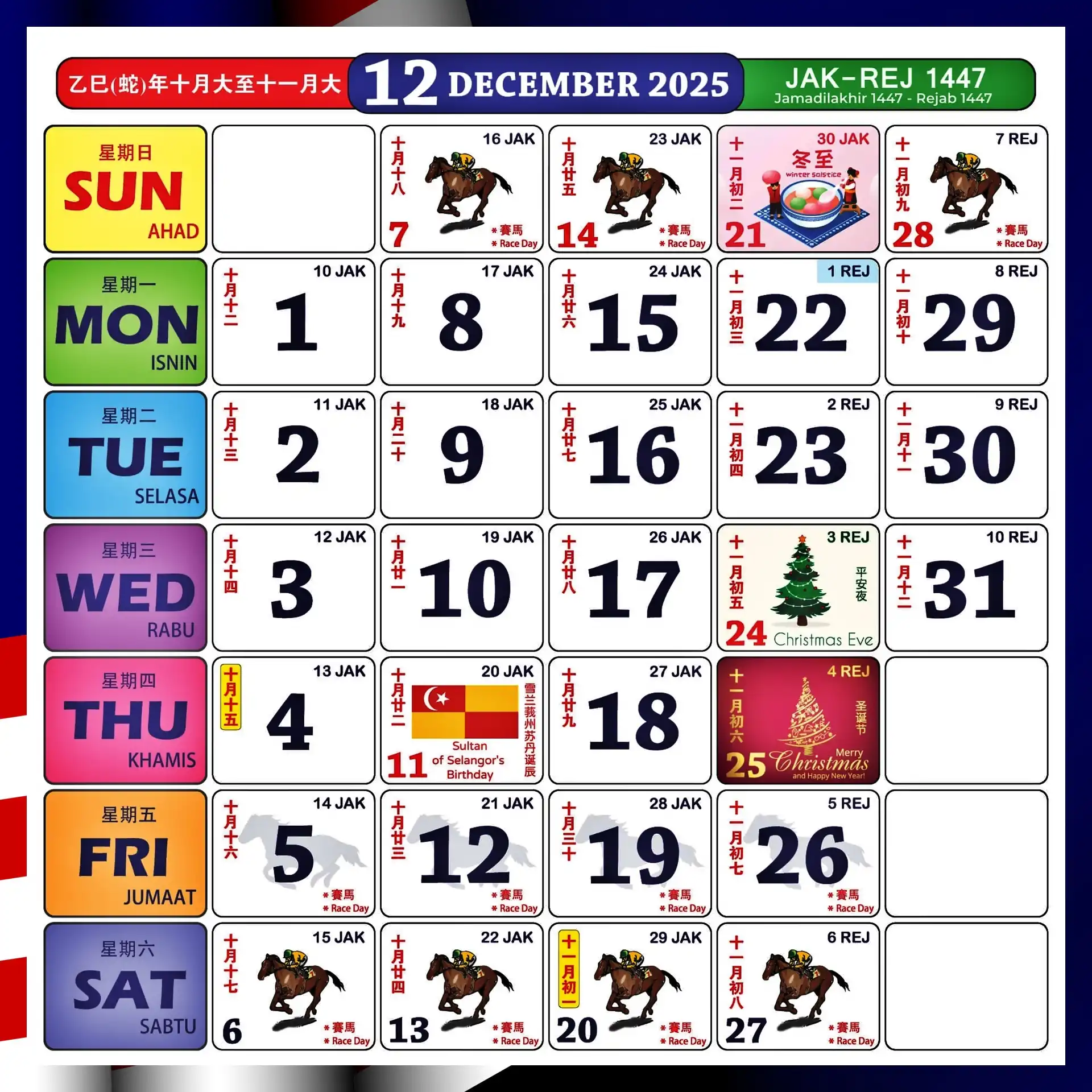 kalendar kuda 2025 december