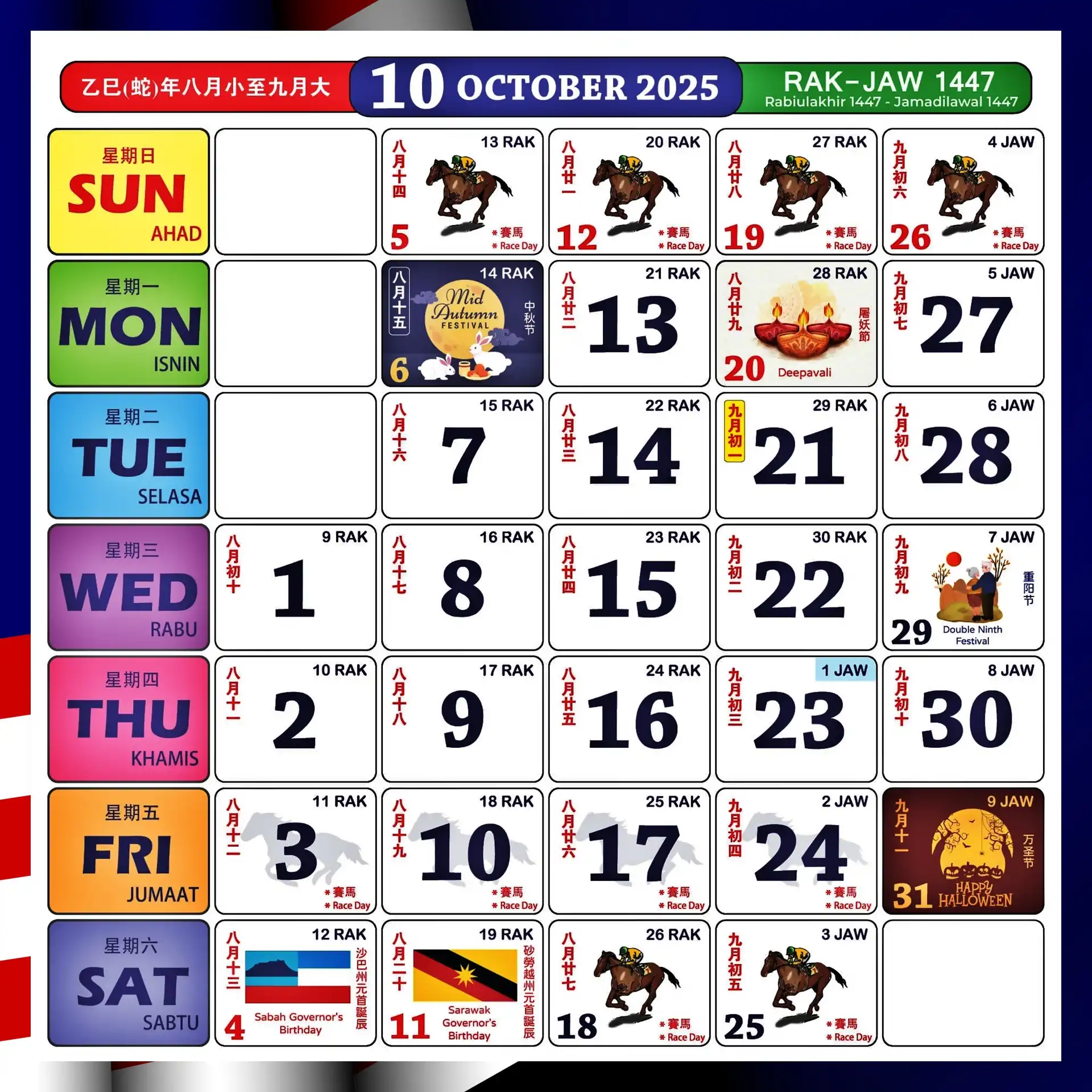 kalendar kuda 2025 october