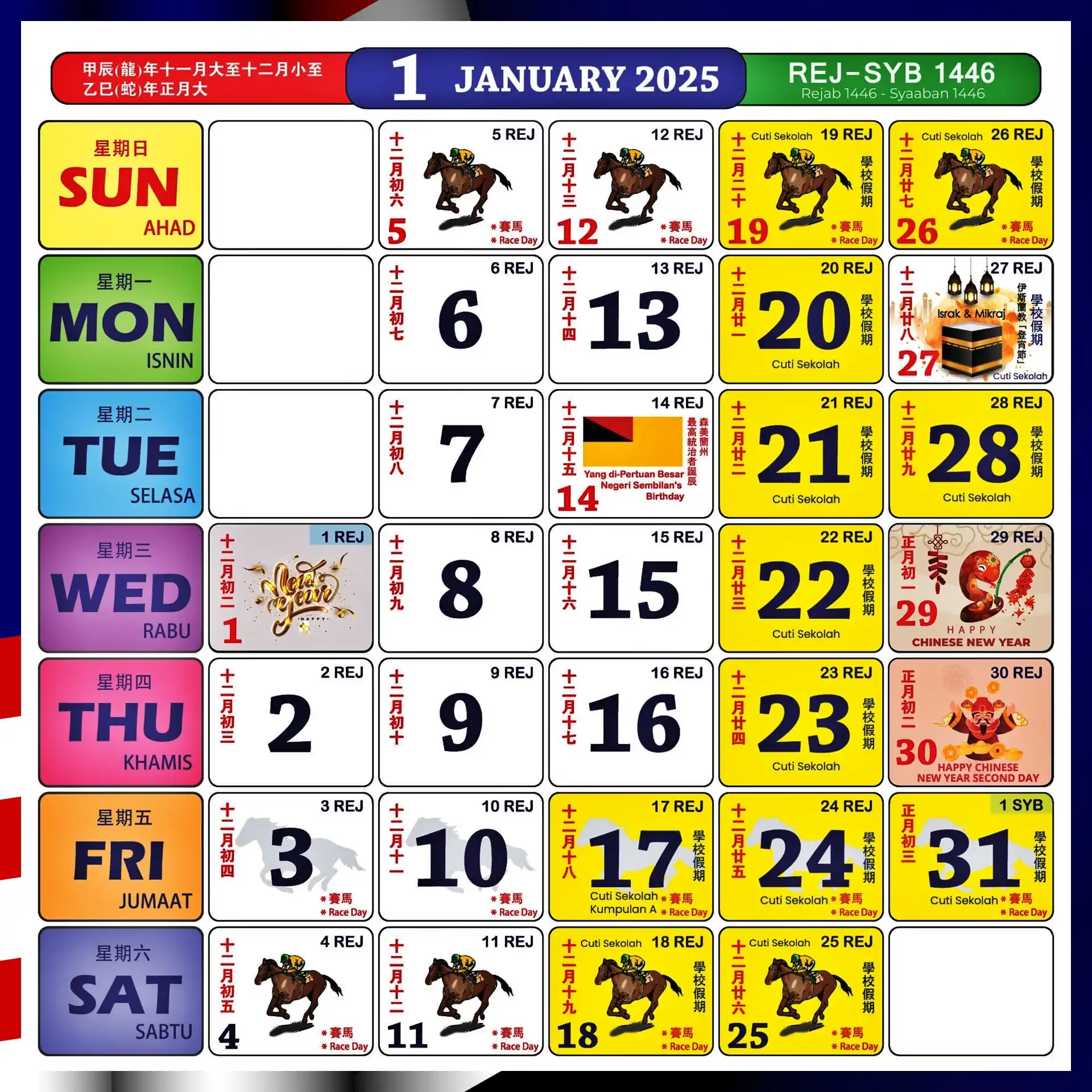 kalender kuda 2025 januari