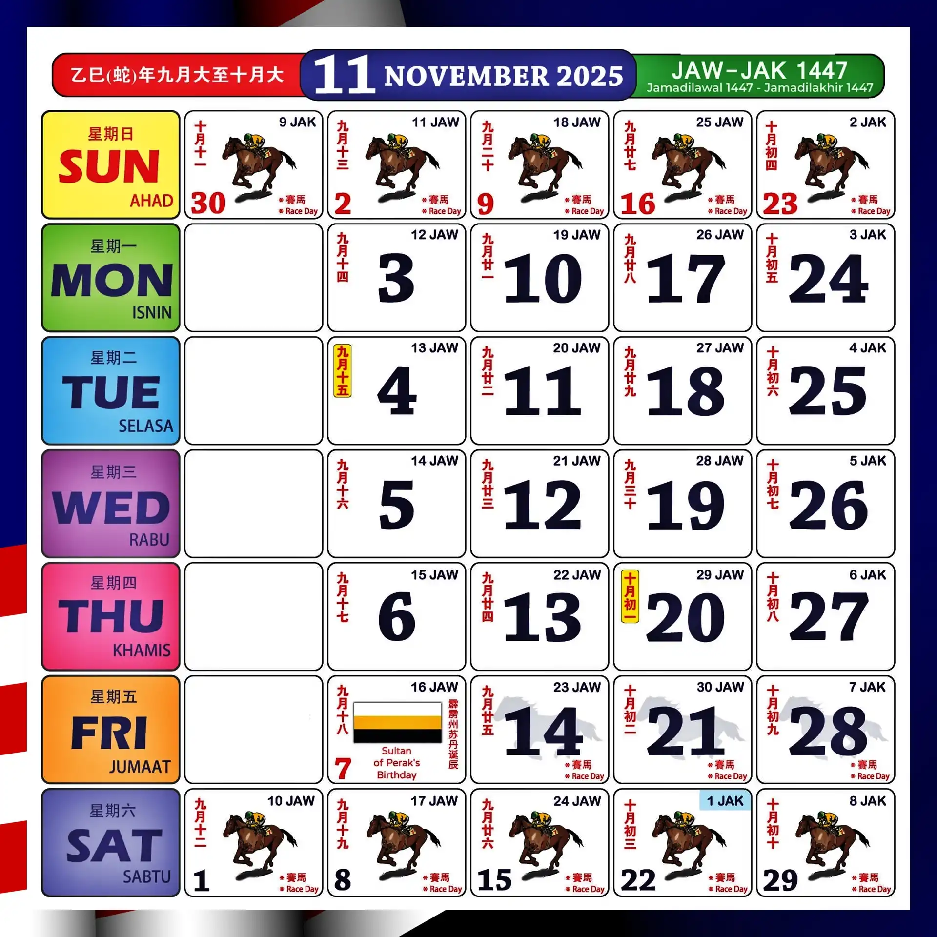 kalender kuda 2025 november