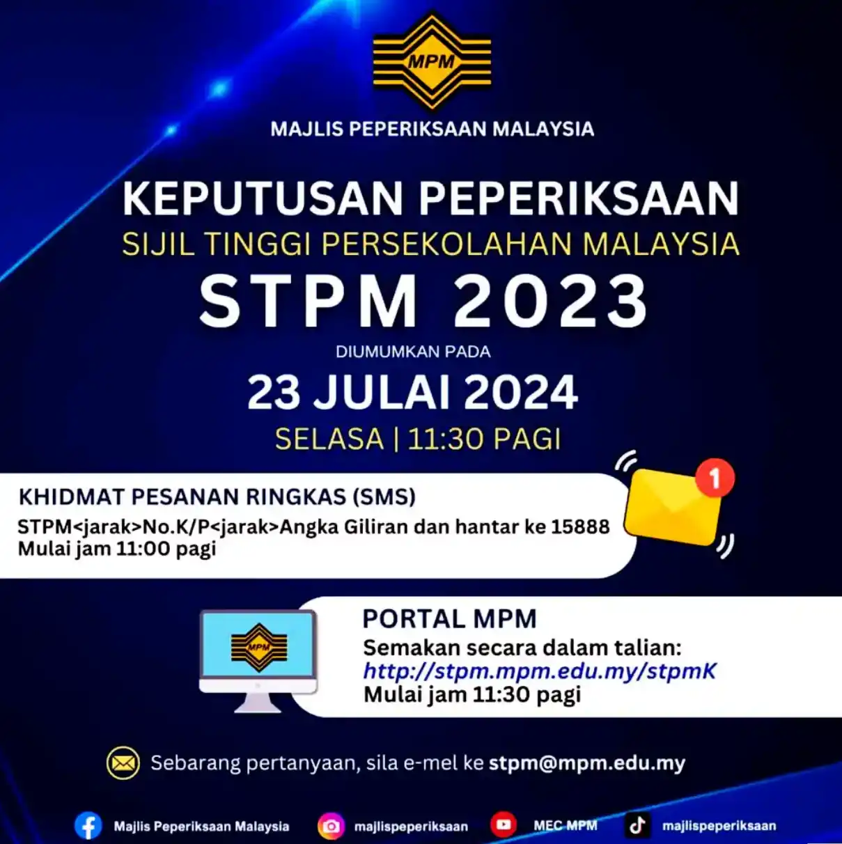 info keputusan stpm 2023